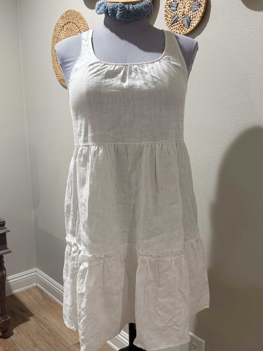 Saks Fifth Avenue White Linen Sleeveless Sundress